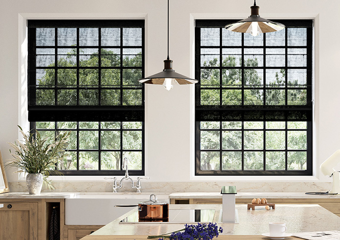 Brescia Voile, Raven Black - Twist&Fit Roman Blind - Image 3